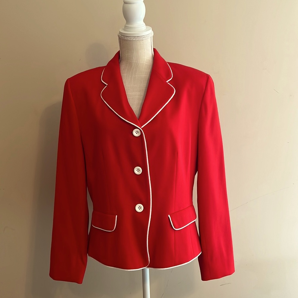 Vintage Classic Pendleton Red Blazer with White Piping